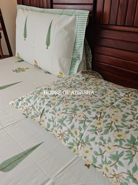Basant Hand Block Premium Bedsheet Set