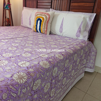 English Lavender Hand Block Premium Bedsheet Set
