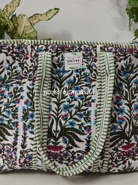 Wildflower Quilted Cotton Tote Bag