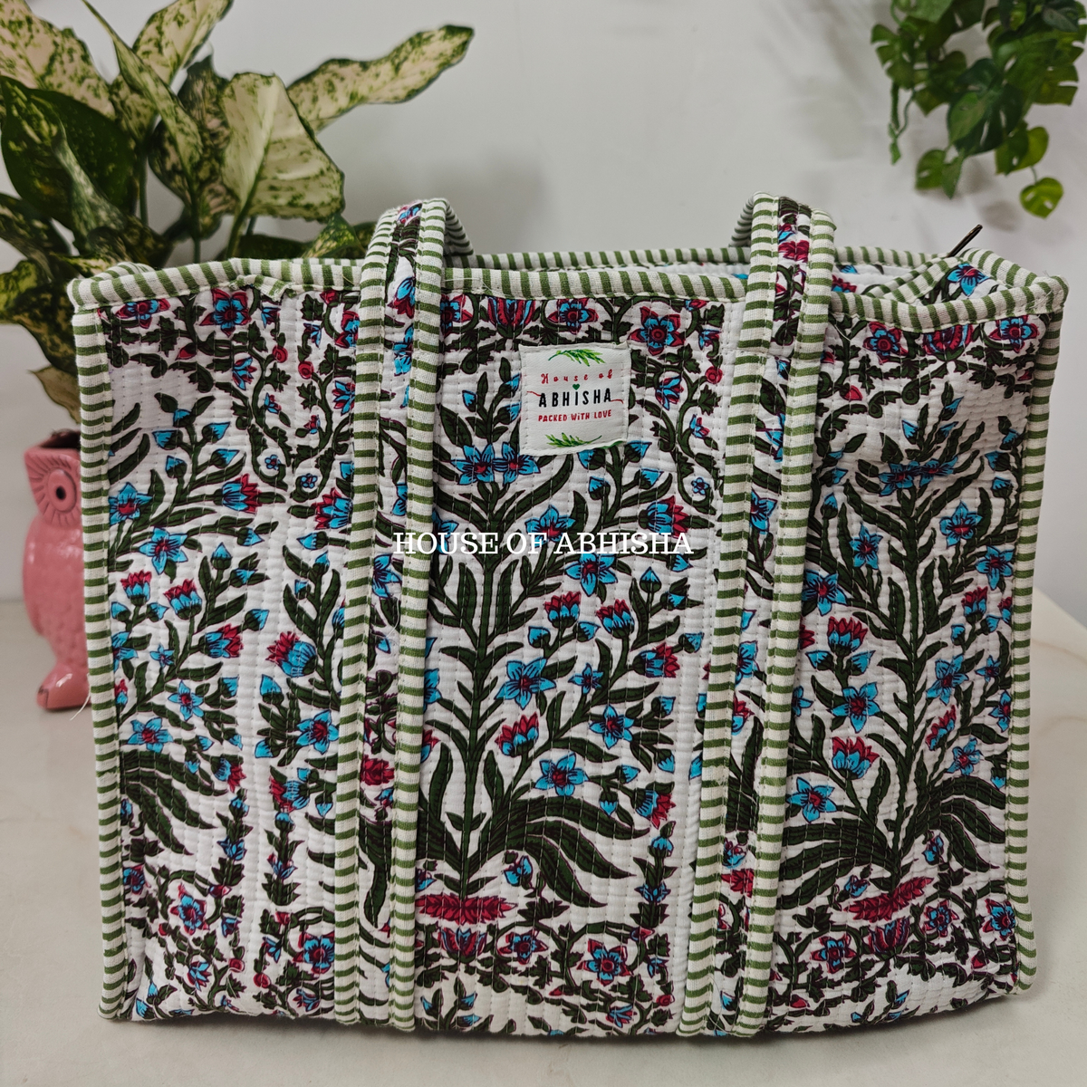 Wildflower Quilted Cotton Tote Bag