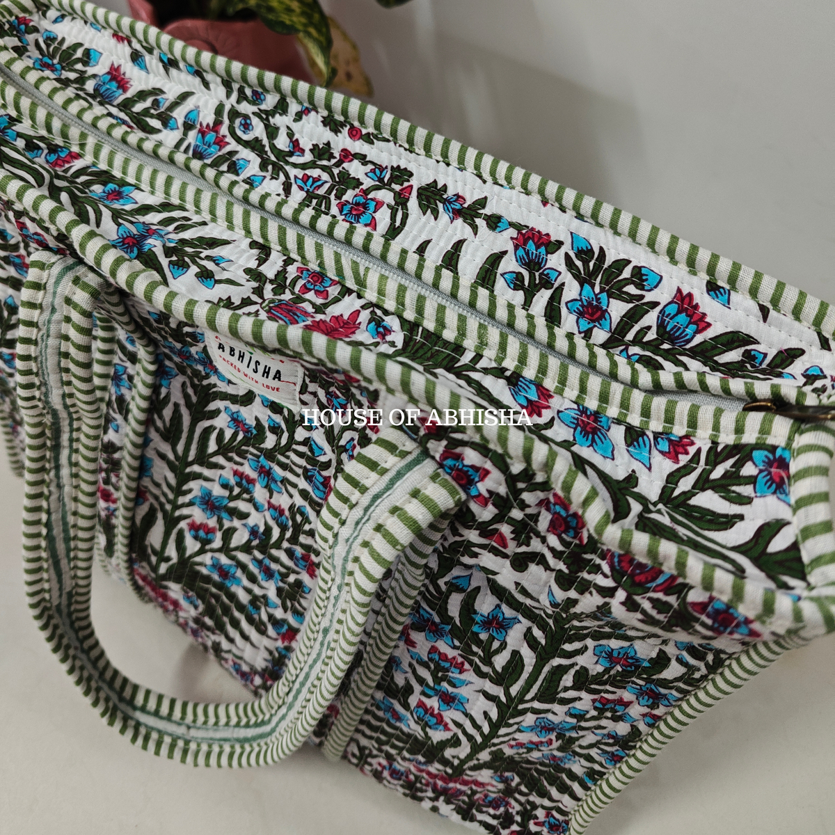 Wildflower Quilted Cotton Tote Bag