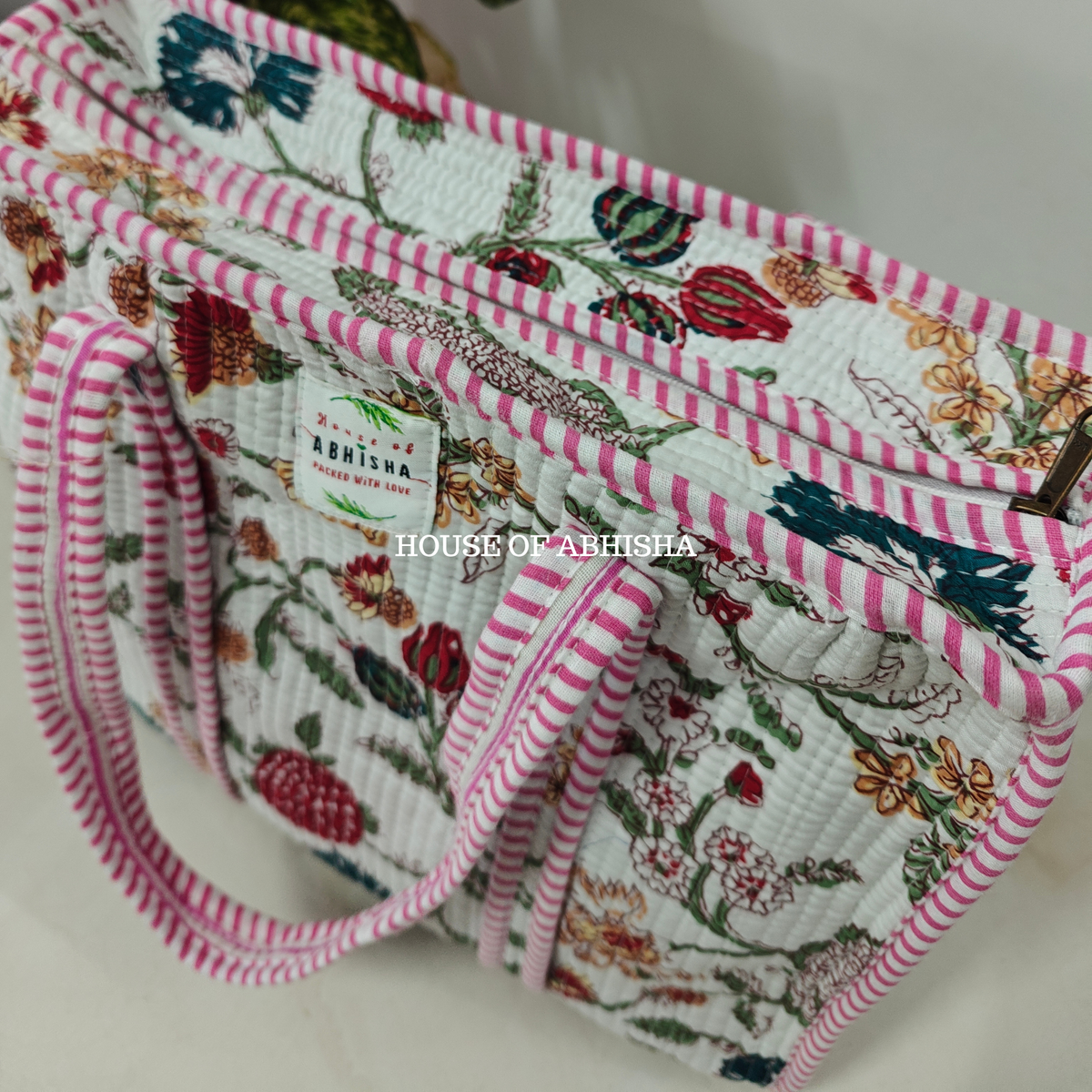 Phoolwari Quilted Cotton Tote Bag