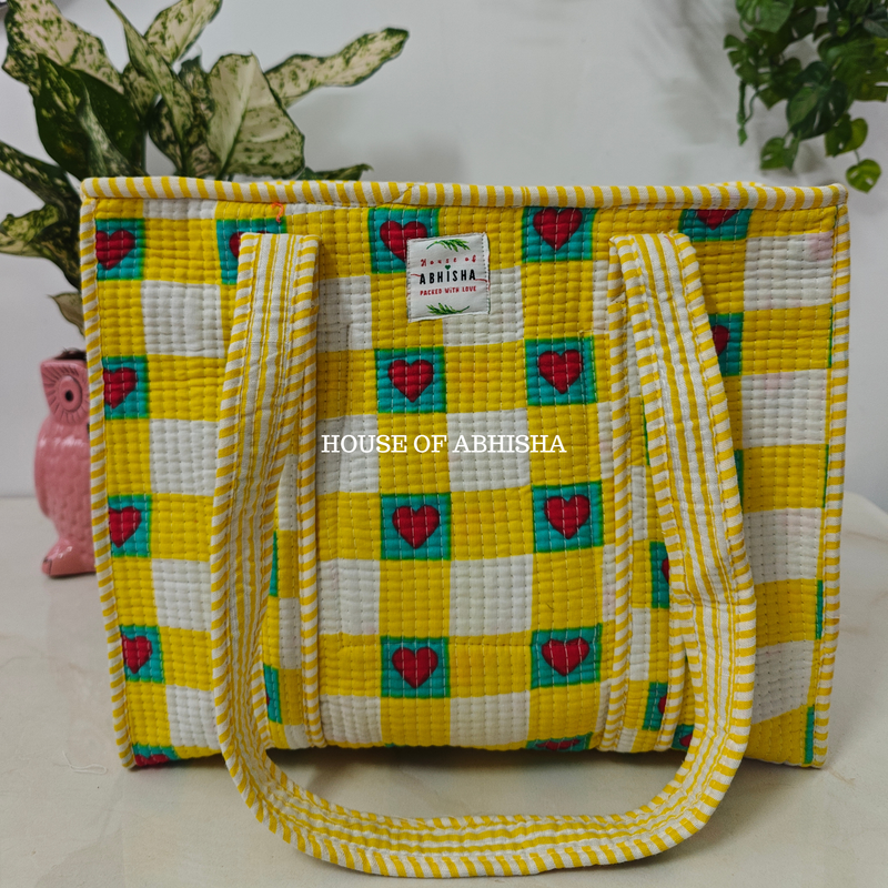 Yellow Blush Quilted Cotton Tote Bag