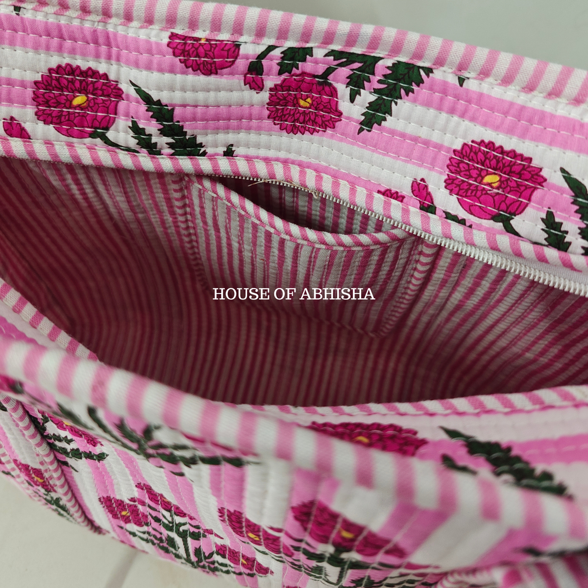 Rosette Quilted Cotton Tote Bag