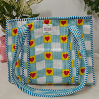 Rosy Heart Quilted Cotton Tote Bag