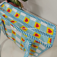 Rosy Heart Quilted Cotton Tote Bag