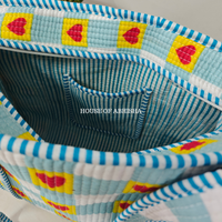 Rosy Heart Quilted Cotton Tote Bag