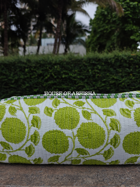 Lush Green Handblock Printed Quilted Dyson Bag