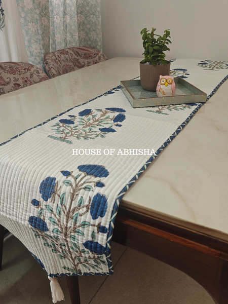 Katha Handblock Printed Quilted Reversible Table Runner