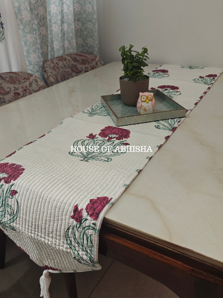 Aroha Handblock Printed Quilted Reversible Table Runner