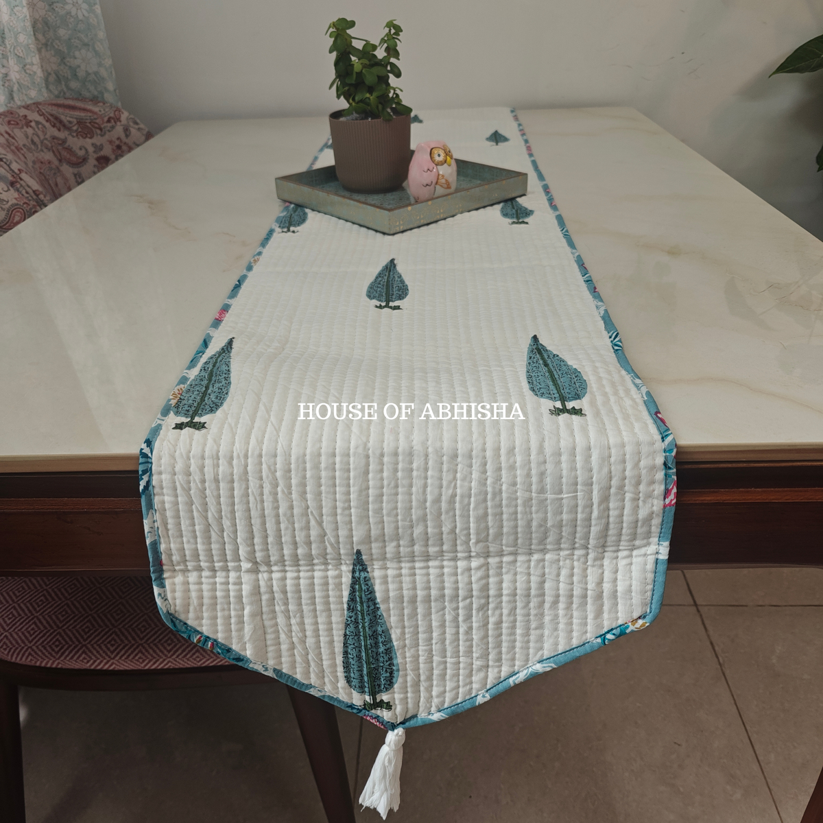 Handblock Printed Quilted Reversible Table Runner