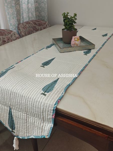Handblock Printed Quilted Reversible Table Runner