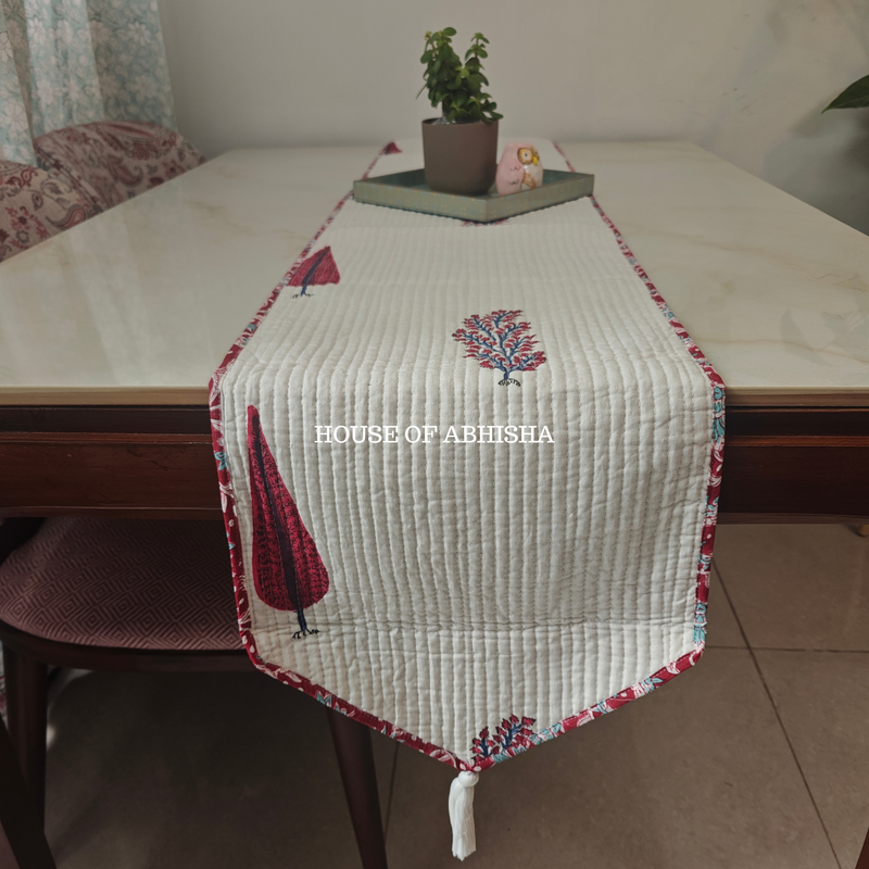 Paisley Hues Handblock Printed Quilted Reversible Table Runner