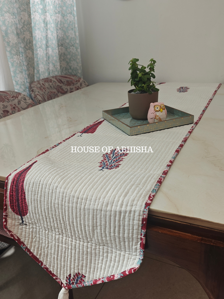 Paisley Hues Handblock Printed Quilted Reversible Table Runner