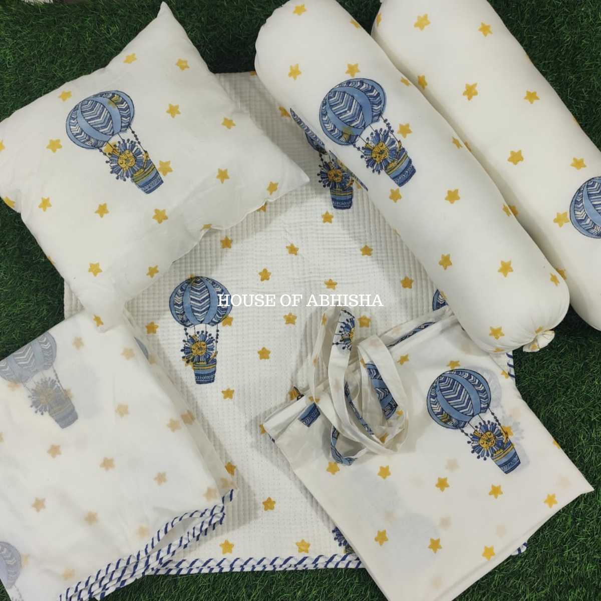 Starry Night Hand Block Printed Baby Bedding Set
