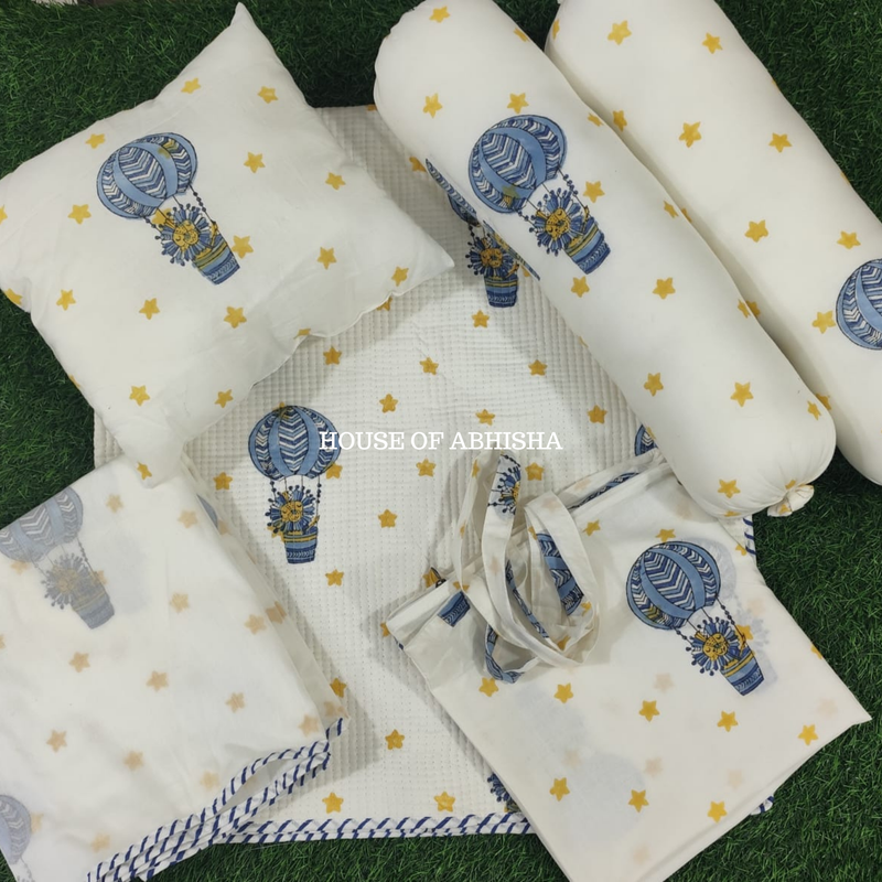 Starry Night Hand Block Printed Baby Bedding Set