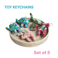 Hand Block Print Cotton Filled Toy Keychains – Set of 5 (Assorted)