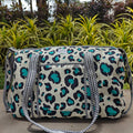 Block Printed Quilted Leopard Duffle Bag