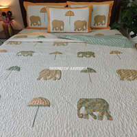 Royal Heritage  Handblock Bedsheet + Quilted Bedcover Combo Set