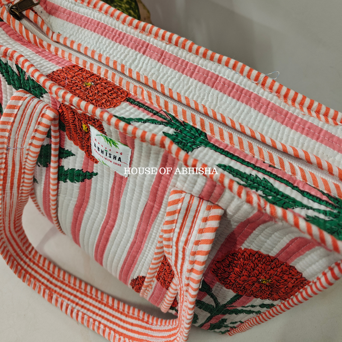 Orange Musk Quilted Cotton Tote Bag