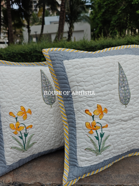 Bajra Buta Quilted Cushion Covers — Set of 2