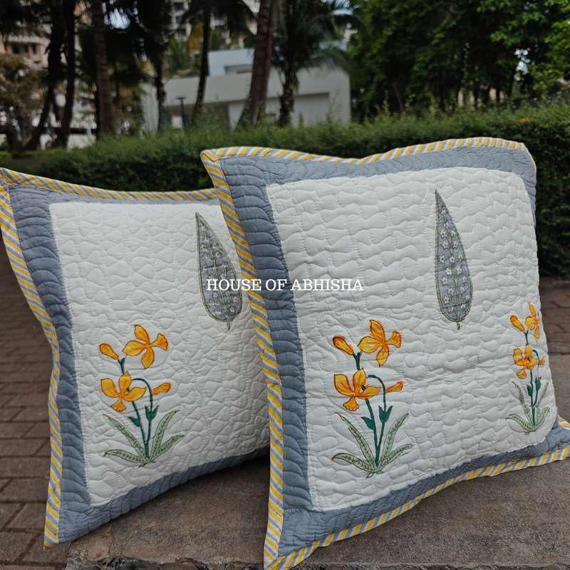 Bajra Buta Quilted Cushion Covers — Set of 2