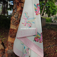 Flying Unicorn Handblock Waffle Cotton Towel