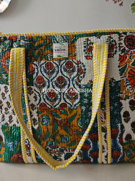 Patchwork Quilted Cotton Tote Bag