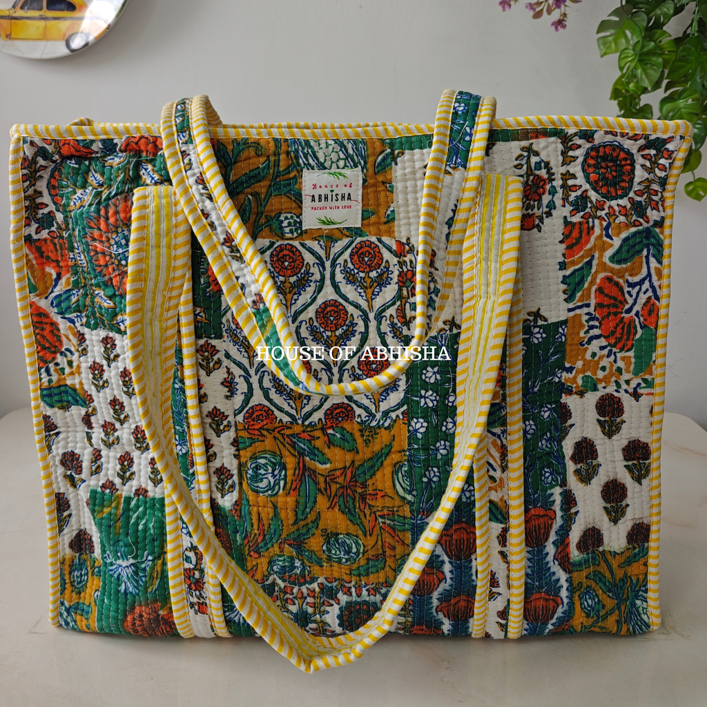 Patchwork Quilted Cotton Tote Bag