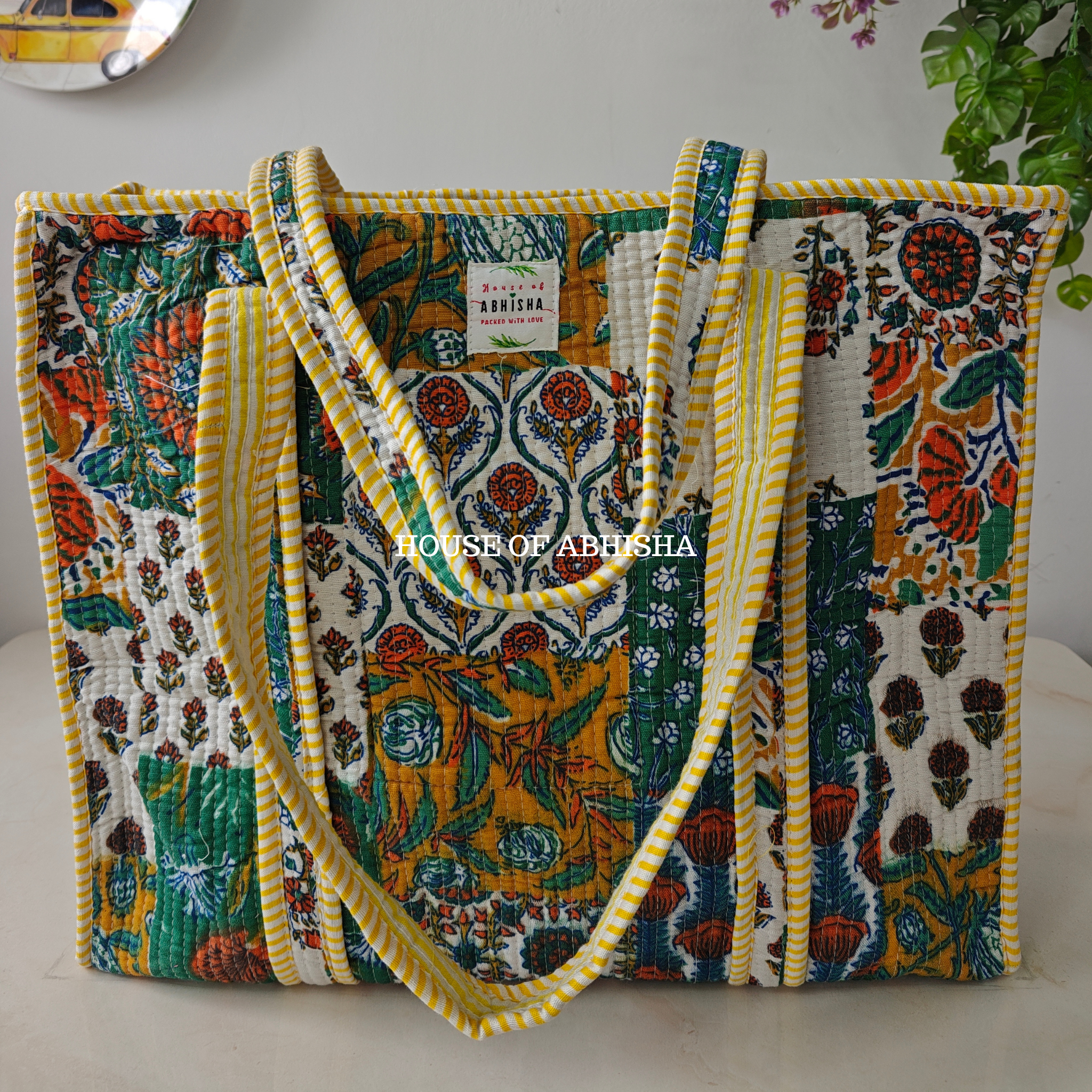 Patchwork Quilted Cotton Tote Bag