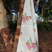 Flying Unicorn Handblock Waffle Cotton Towel