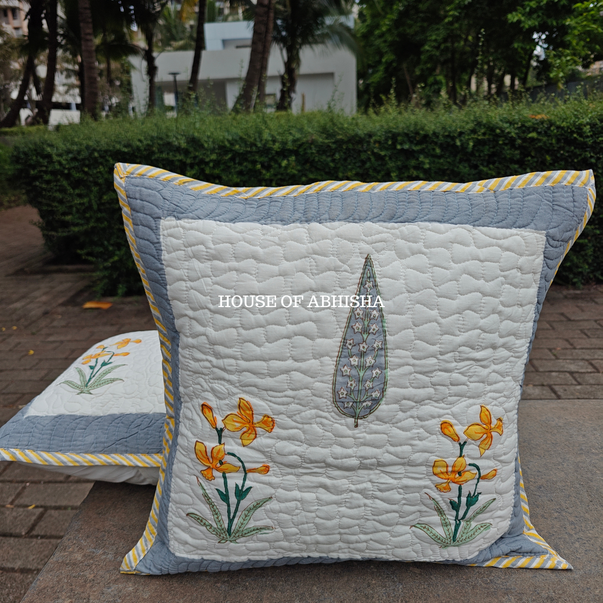 Bajra Buta Quilted Cushion Covers — Set of 2