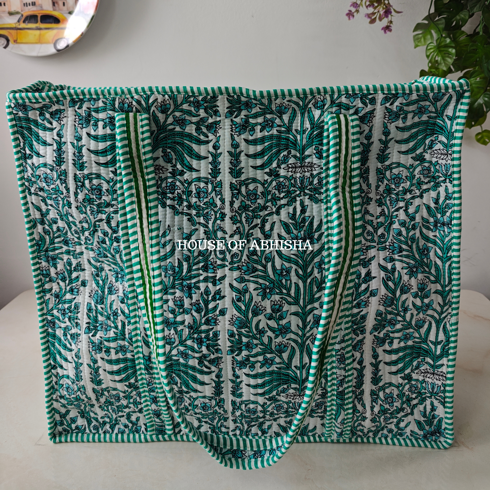 Pansy Quilted Cotton Tote Bag