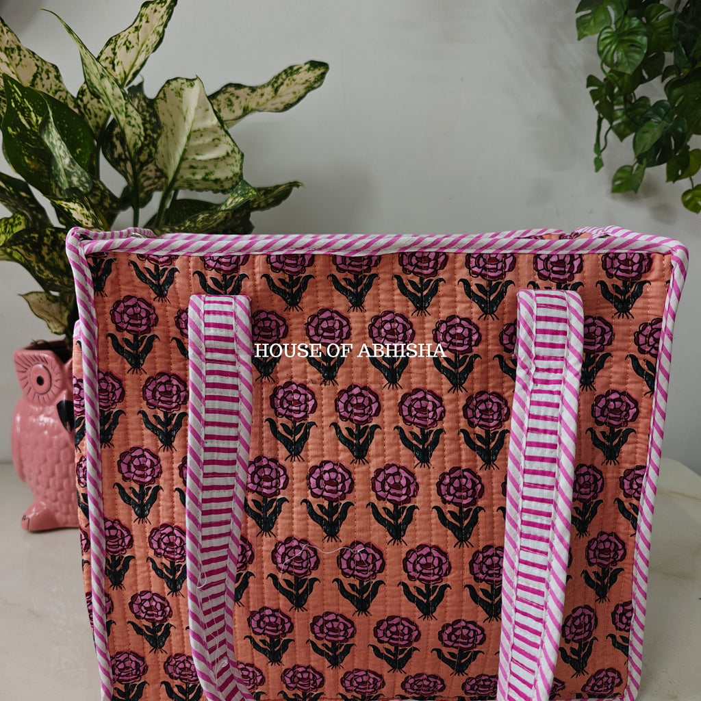 Musk Rose Mini Quilted Cotton Tote Bag