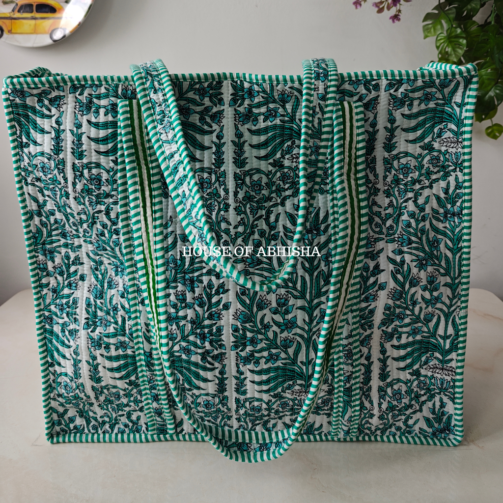 Pansy Quilted Cotton Tote Bag