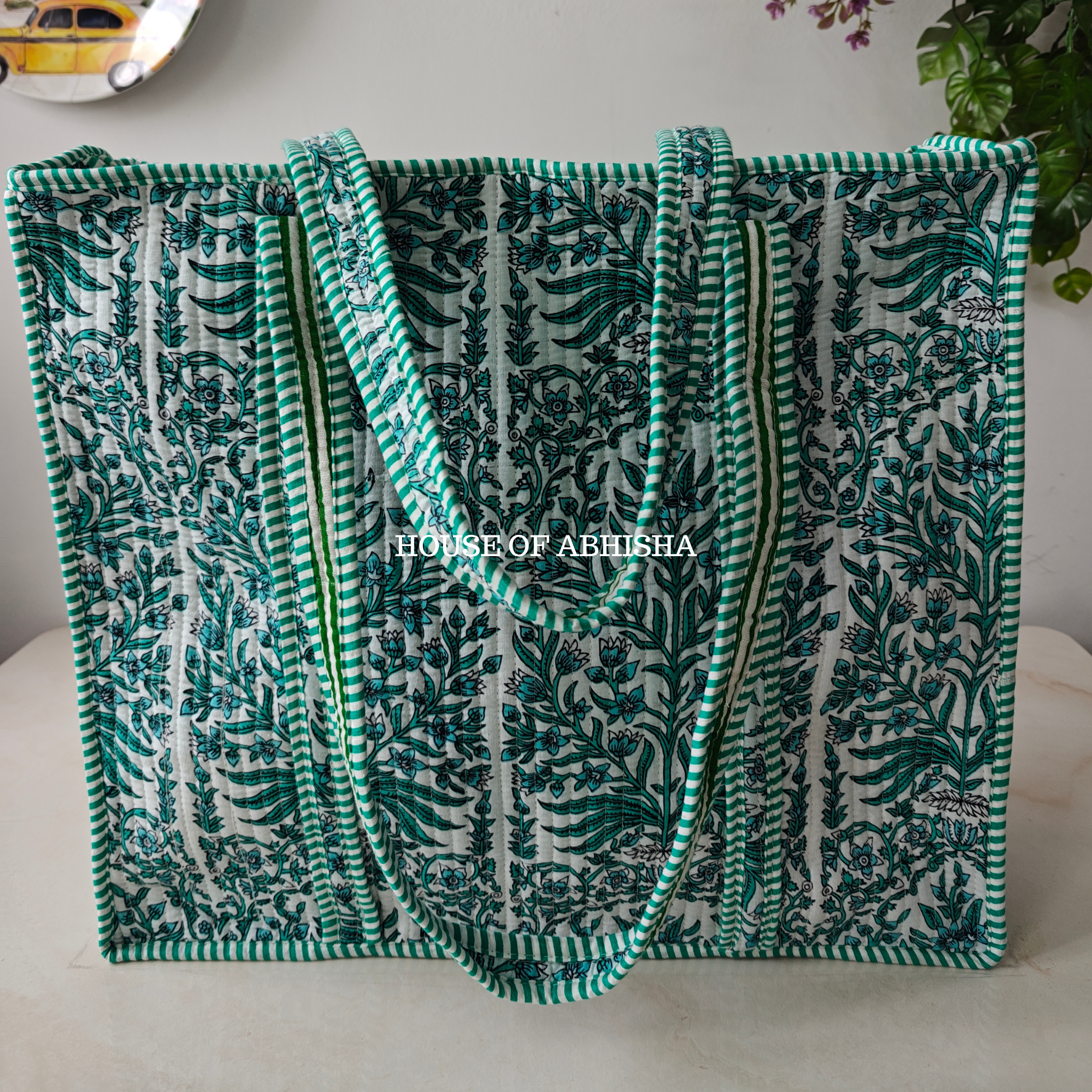 Pansy Quilted Cotton Tote Bag