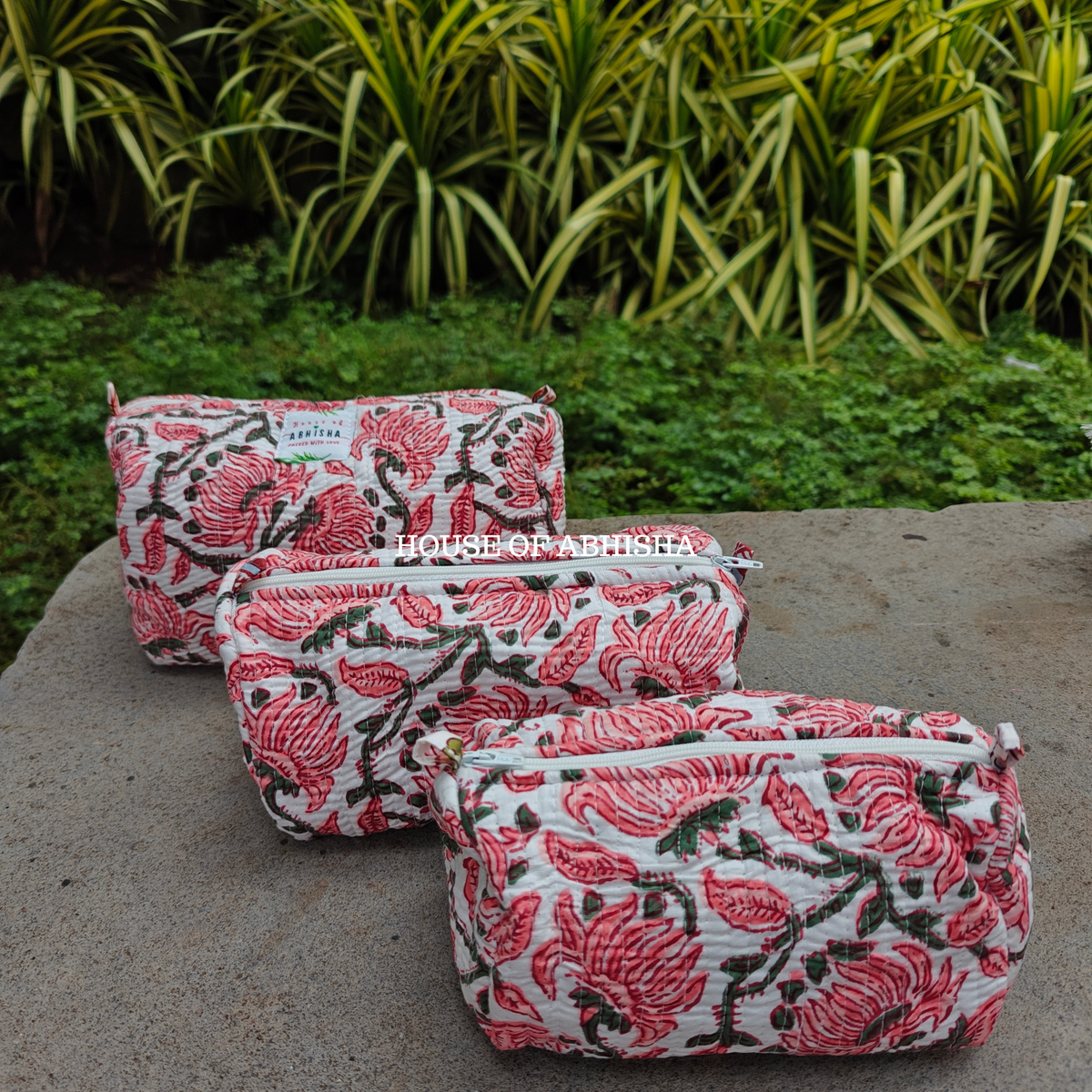 Phool Trio Quilted Utility Pouches - Set of 3