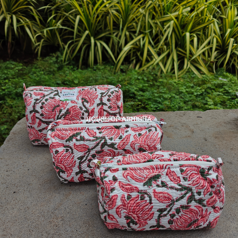 Phool Trio Quilted Utility Pouches - Set of 3