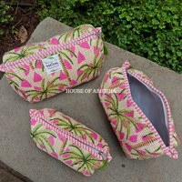 Palm & Petal Quilted Cotton Tote Bag + Pouch (Set of 3) Combo