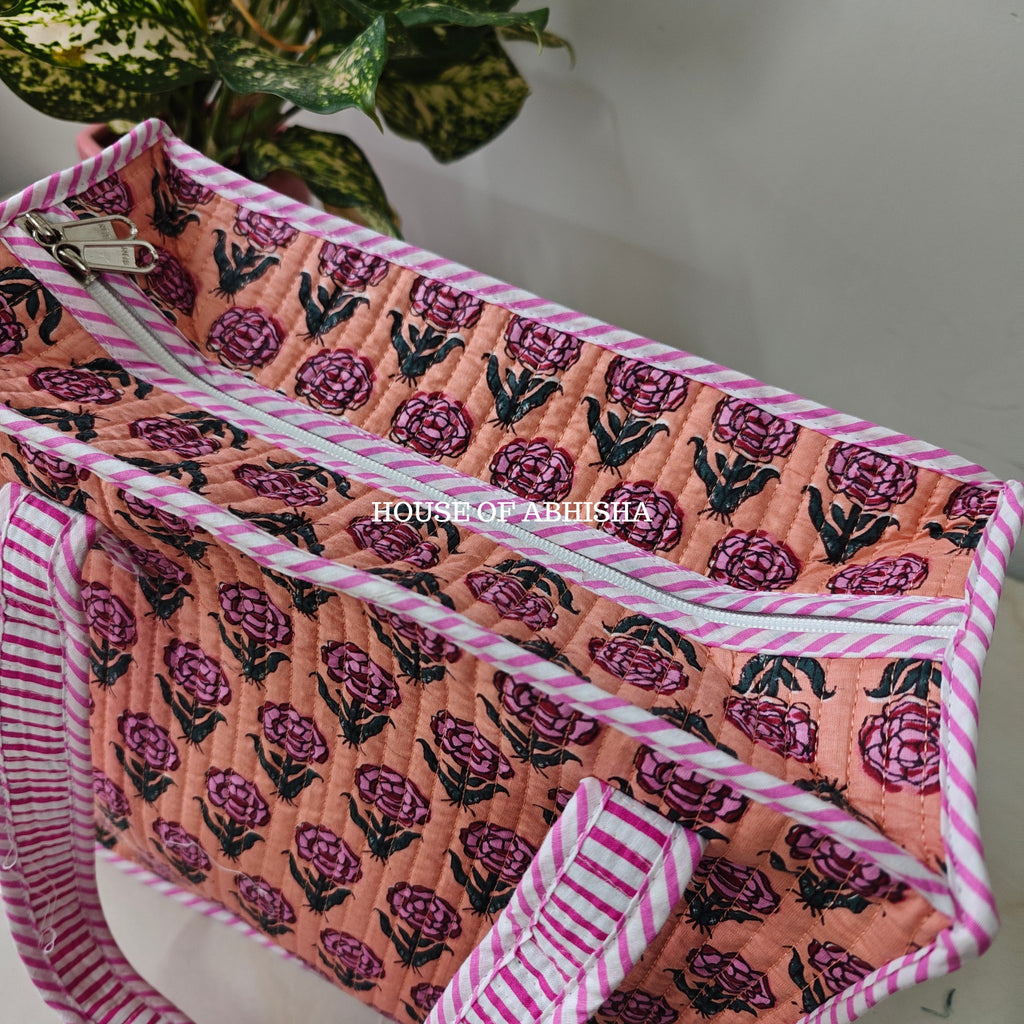 Musk Rose Mini Quilted Cotton Tote Bag
