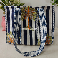 Tropical Palm Mini Quilted Cotton Tote Bag