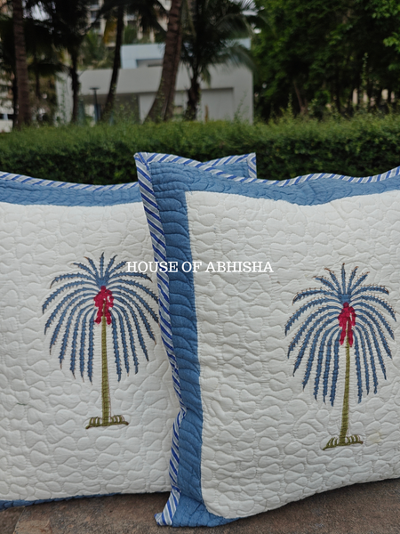 Royal Palm Quilted Cushion Covers — Set of 2