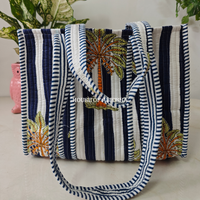 Tropical Palm Mini Quilted Cotton Tote Bag