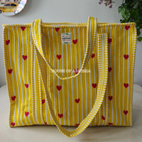 Yellow Heart Quilted Cotton Tote Bag