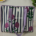 Purple Marigold Quilted Cotton Tote Bag