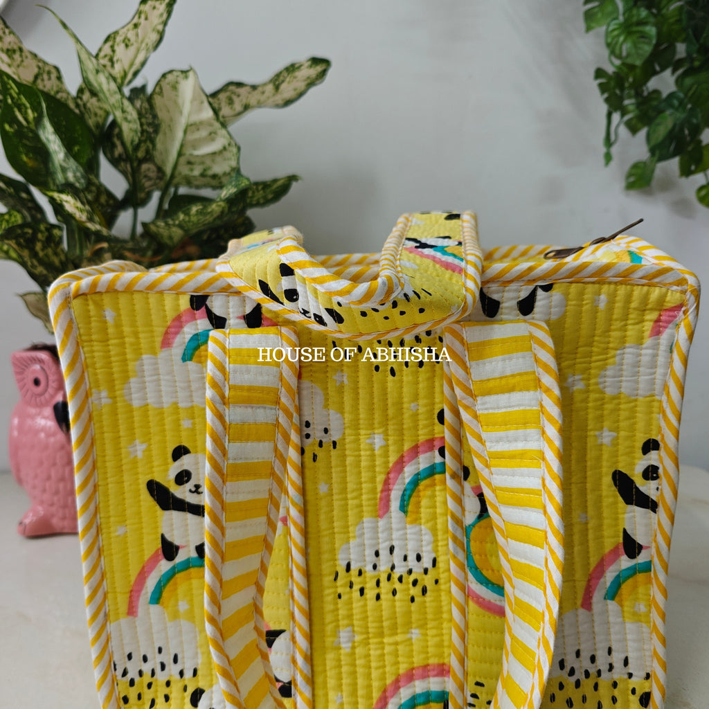 Panda Mini Quilted Cotton Tote Bag