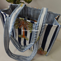 Tropical Palm Mini Quilted Cotton Tote Bag
