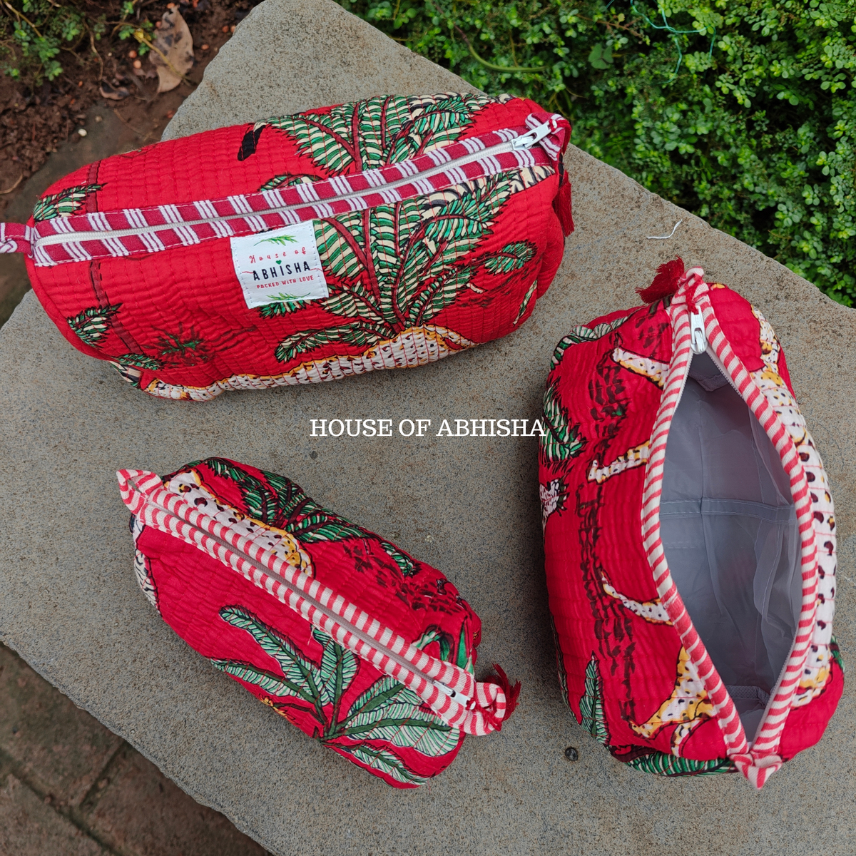 Shikari Quilted Cotton Tote Bag + Pouch (Set of 3) Combo