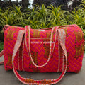 Block Printed Quilted Striped Tiger Duffle Bag