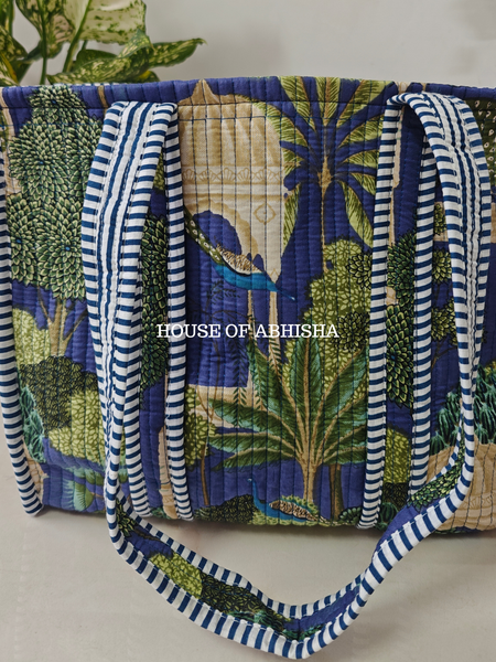 Royal Bagh Mini Quilted Cotton Tote Bag